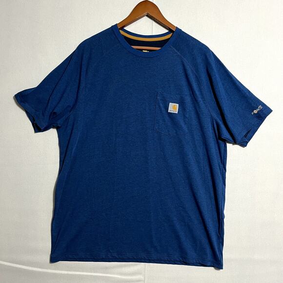 Carhartt  Men's Force Relaxed Fit Short-Sleeve Pocket T-Shirt Blue - Size XL - Picture 2 of 7